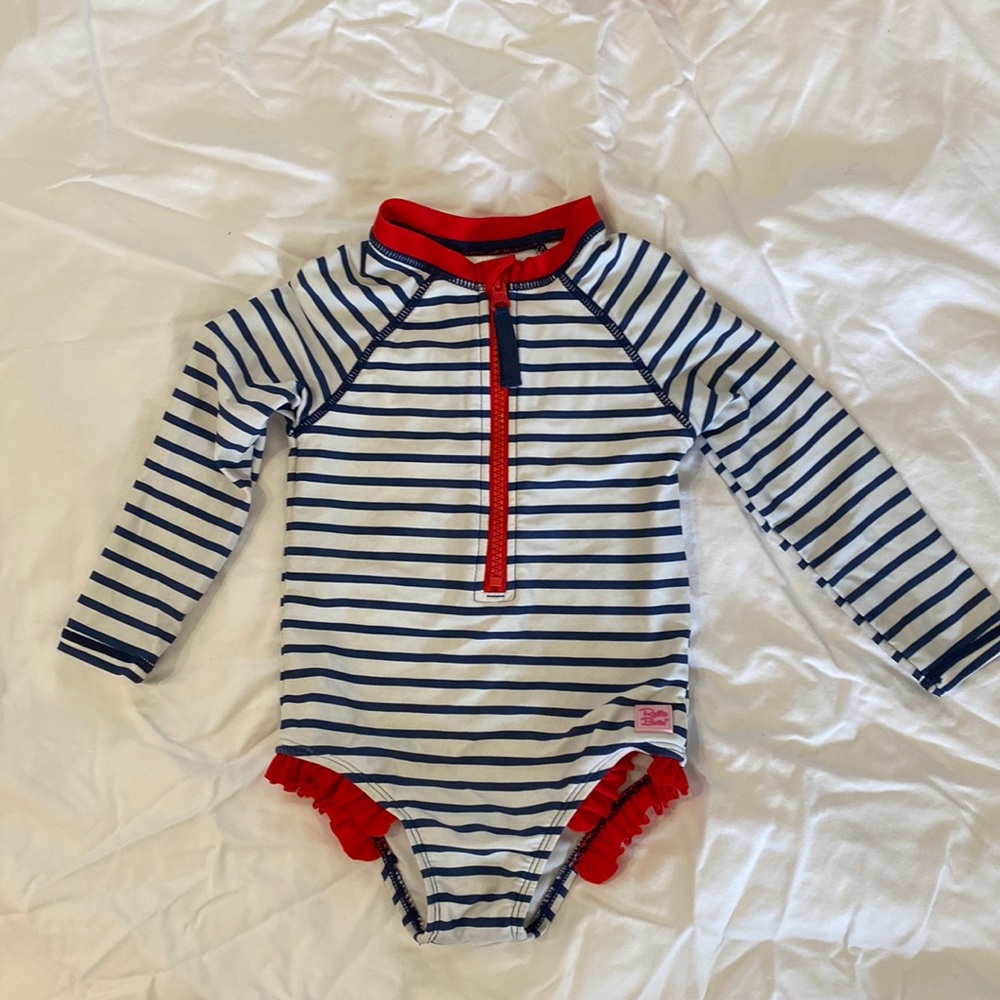 Ruffle Butts long sleeve swimsuit girls 2T red white blue